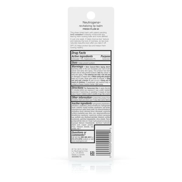 81ywA2pNqUL._SL1500_.jpg Neutrogena Revitalizing Tinted Lip Balm with SPF 20, Hydrating Tinted Lip Care with Sunscreen, Moisturizing Sheer Tint for Softer, Healthier-Looking Lips, Sheer Fresh Plum 60, 0.15 oz