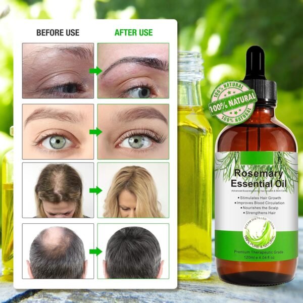 81z0hVmF6oL._SL1500_.jpg Rosemary Oil for Hair Growth 4.04 Fl Oz with Scalp Massager, Pure Rosemary Essential Oil for Eyelashs, Eyebrows, Face, Skin Care, Body Massage, Nourishes The Scalp, Improve Blood Circulation