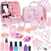 Pretend Makeup for Toddlers, Kids Pretend Makeup Kit for Girls Fake Makeup Toys with Cosmetic Bag, Play Makeup for Little Girls Age 3 4 5 6 7 Christmas Birthday Gifts Toys (Fake Makeup)
