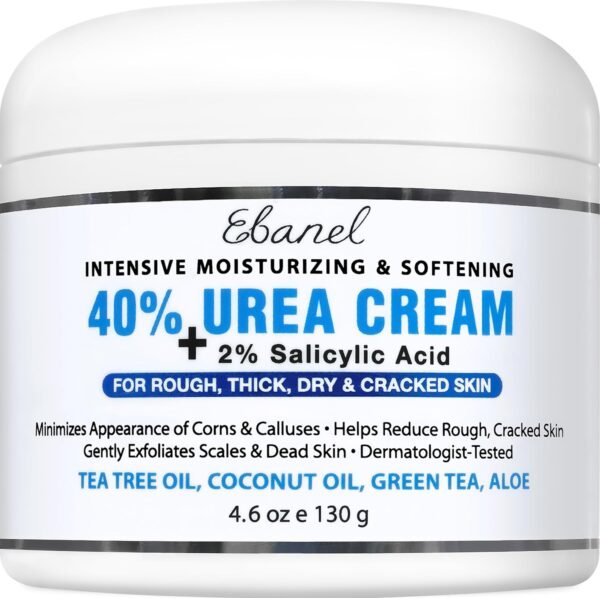 81zQvTzQGOL._SL1500_.jpg Ebanel Urea Cream 40% plus Salicylic Acid 2%, Foot Cream for Dry Cracked Heels Feet Knees Elbows Hands, Foot Dead Skin Cuticle Callus Remover Toenail Softener, Keratolytic Skin Barrier Repair