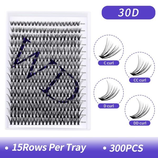 81zYdSia5yL._SL1500_.jpg Individual Lashes DIY Eyelash Extension 300PCS Lash Clusters Extensions C/D Curl Lash Clusters Comfortable Cat Eye Lashes Super Soft Eyelashes Extension Reusable Wispy Lashes Matte Black Lash