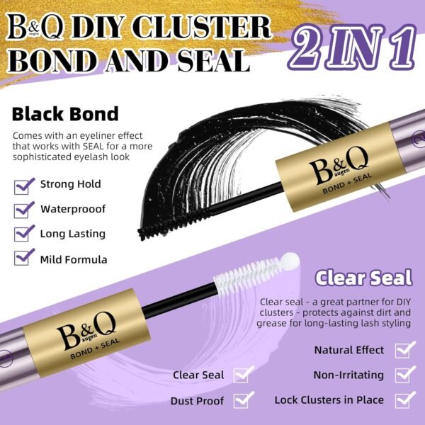 81zgtUz2KzL._SL1500_.jpg Lash Bond and Seal 10ML Cluster Lash Glue Bond and Seal Glue Waterproof Long Lasting Mascara Wand Lash Extension Bond and Seal Strong Hold 2 in 1 Bond and Seal ?Black Bond and Seal,10ML?