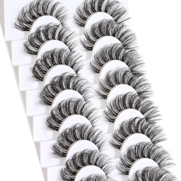 81zt3iGX6rL._SL1500_.jpg Veleasha Lashes Russian Strip Lashes Eyelashes with Clear Band Looks Like Eyelash Extensions D Curl Lash Strips 10 Pairs Pack (DT01)