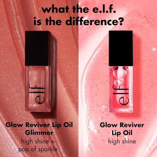 91DtpiadvL._SL1500_.jpg e.l.f. Glow Reviver Lip Oil, Nourishing and Hydrating with High-Shine Glimmer Finish & Sheer Wash Of Color, Minty Scent, Non-Sticky, Vegan & Cruelty-free, Candy Coded