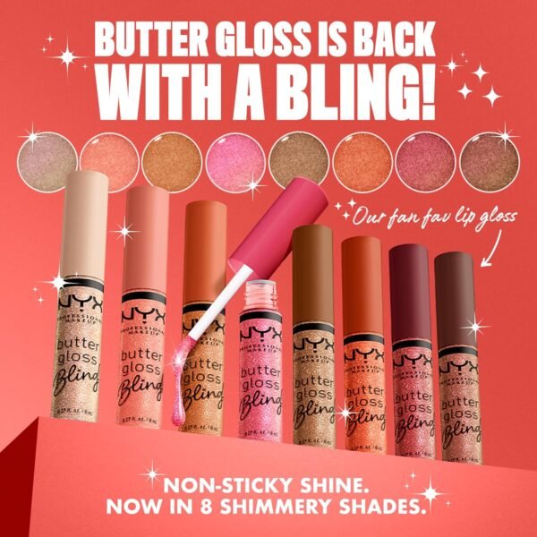 91JrumPuRL._SL1500_.jpg NYX PROFESSIONAL MAKEUP Butter Gloss Bling Lip Gloss, Non Sticky and Shiny Vegan Lip Makeup - Shimmer Down