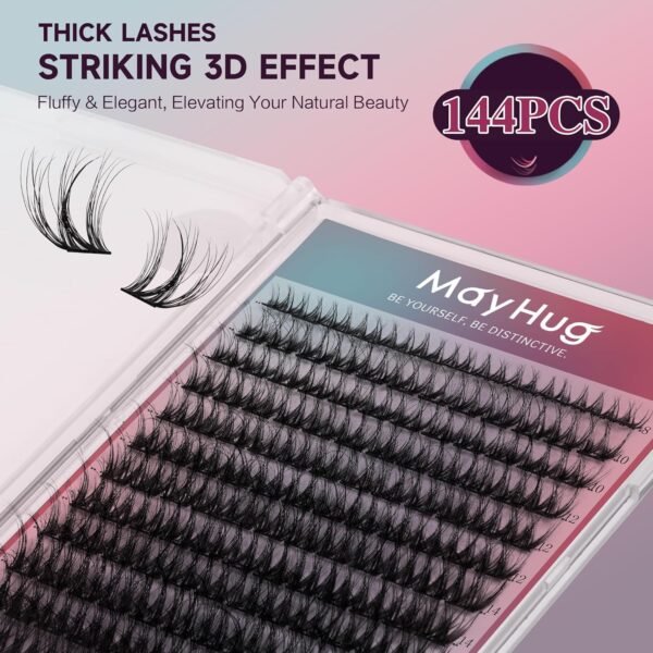 91jtmO39vL._SL1500_.jpg Cluster Lashes, Mink Fake Eyelashes 3D Volume Lashes, 144 Pcs Natural Eyelashes Mixed 8-18mm, DIY Cluster Eyelash Extensions at Home, D Curl Lash Clusters Soft & Lightweight (Dreamy)