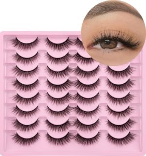 91-BCS44YxL._SL1500_.jpg Lashes Natural Look Wispy Fasle Eyelashes 12mm Short Faux Mink Eyelashes Cat Eye Natural Strip Lashes Pack by Zegaine 16 Pairs
