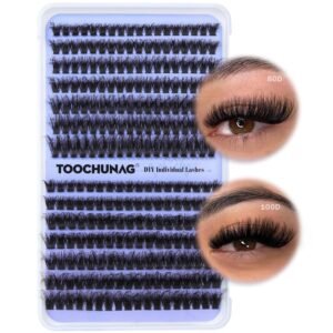 Fluff Lash Clusters 80D+100D Thick Cluster Eyelash Extensions 10-18mm DIY Flat Lash Extension D Curly Wispy Individual Lashes 252pcs False Mink Eyelashes Clusters by TOOCHUNAG