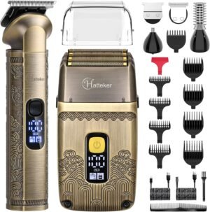 911IYiWnFsL._AC_SL1500_.jpg Hatteker Professional Hair Clipper Electric Razor Foil Shavers for Men Body Nose Ear Hair Grooming Kit with Triple Blades Cordless Waterproof