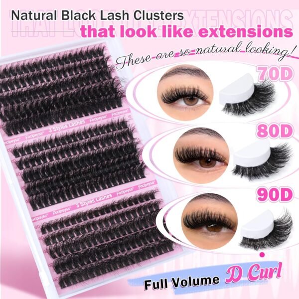 Volume Lash Extension Mink Thick Cluster Eyelash Extensions 10-18mm Lash Clusters Individual Lash Extensions DIY Clusters Lashes Extension at Home by Focipeysa (300pcs-70P+80P+90P 10-18mm)