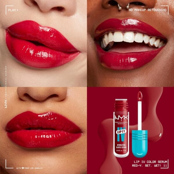 917WZpnXnL._SL1500_.jpg NYX PROFESSIONAL MAKEUP Lip IV Hydrating Glossy Lip Stain with 12HR Hydration - Red-y Set Wet (Red)