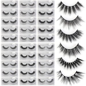 918XmqoY3TL._SL1500_.jpg MAGEFY 30 Pairs 6 Styles Faux Mink Eyelashes, 16mm-20mm Lashes Natural Look to Dramatic False Eyelashes, Handmade Reusable Fake Eyelashes with Portable Boxes