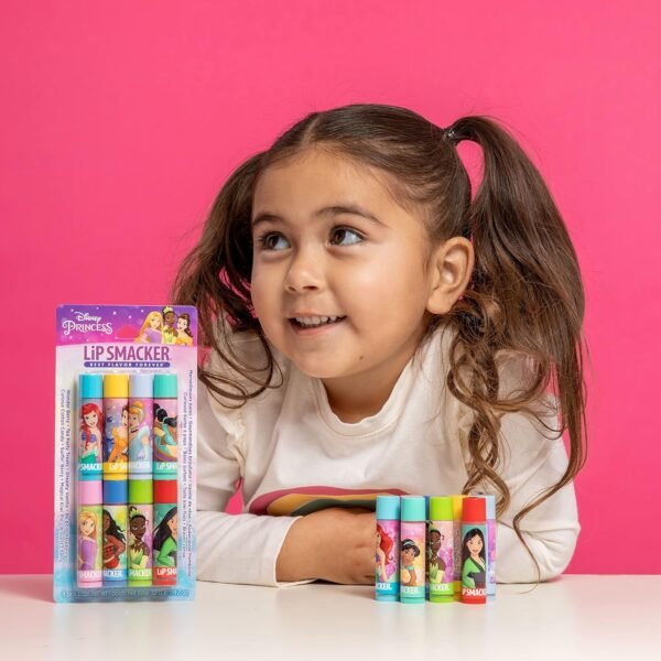 91BLBYrKcvL._SL1500_.jpg Lip Smacker Disney Princess Flavored Lip Balm Party Pack 8 Count, Clear, For Kids
