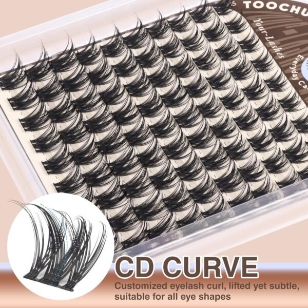 Wispy Lash Clusters Natural Cluster Eyelash Extensions D Curly Individual Lashes Volume False Eyelash Clusters 10-16mm Soft Lashes Clusters with Thin Band DIY Lash Extension at Home by TOOCHUNAG