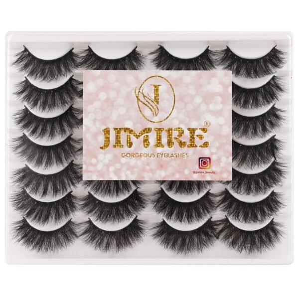 91CAOJ8RzZL._SL1500_.jpg JIMIRE False Eyelashes Mink Fluffy Volume Lashes 3D Wispy Long Fake Eyelashes 14 Pairs Pack