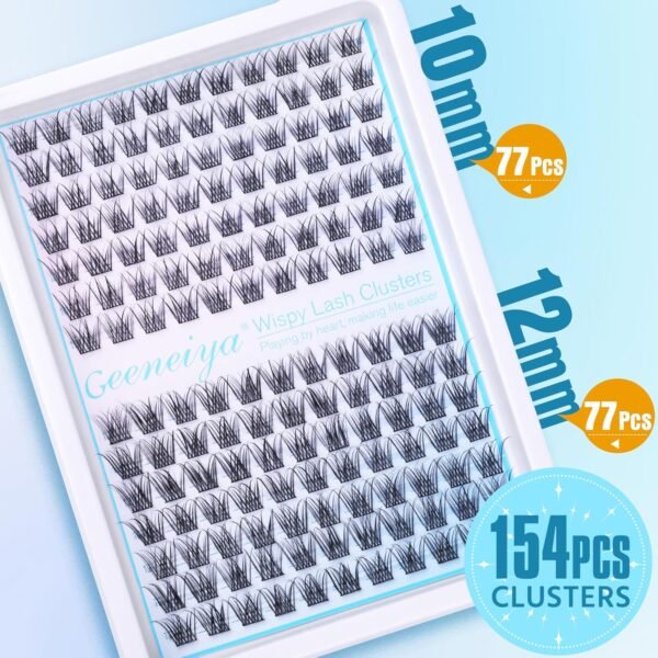 Short Lash Clusters Wispy C Curl Eyelash Clusters 10-12MM Individual Eyelashes Natural Cluster Eyelash Extensions Natural Looking Cluster Lashes by Geeneiya（154PCS, C Curl, 10-12mm)