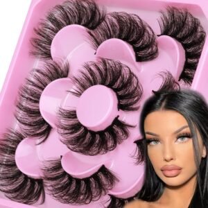 91IJaGO6nL._SL1500_.jpg Focipeysa Dramatic Eyelashes Fluffy Faux Mink Lashes 22mm Long False Eyelashes D Curl Eyelashes that Look Like Extension 5 Pairs Pack