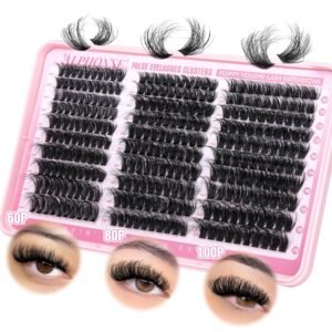 91IYm38-PzL._SL1500_.jpg Fluffier Lash Clusters Thick Volume Lash Extension 10-18mm Cluster Eyelash Extensions DIY Individual Lashes Wispy at Home Pestañas Pelo a Pelo by ALPHONSE (60D+80D+100D, 300pcs)