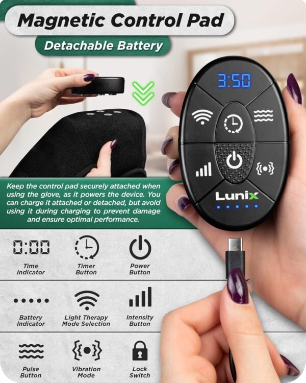 LX19 Red Light Therapy for Knee, Elbow and Shoulder, Triple Chips LED 850 and 660nm, Infrared Therapy for Circulation & Joint Support, Rechargeable, Adjustable Intensity