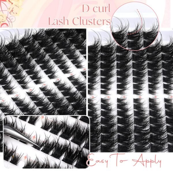 91JHjVvsJhL._SL1500_.jpg Fluffy Lash Clusters Wispy D Curl Eyelash Clusters 7-19MM Cluster Eyelash Extensions 224Pcs Cat Eye Individual Lashes Clusters Soft Luxury DIY Lash Extension Clusters at Home by Pleell