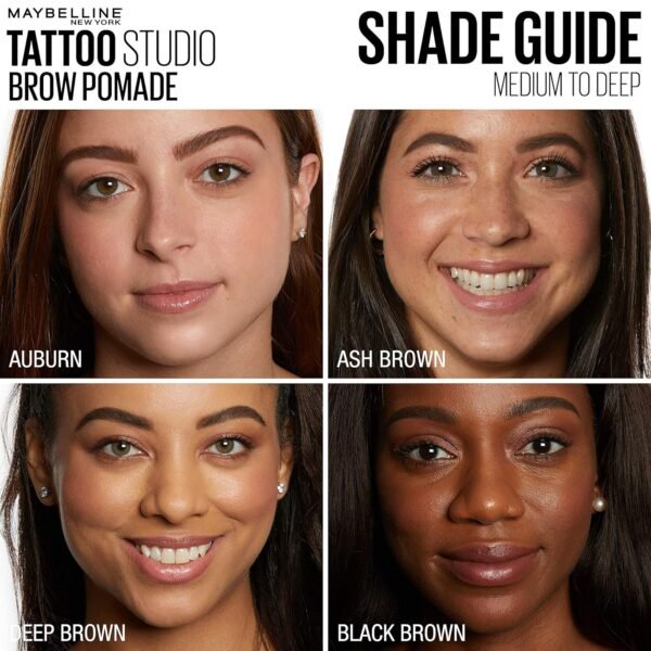 Maybelline TattooStudio Brow Pomade Long Lasting, Buildable, Eyebrow Makeup, Medium Brown, 1 Count