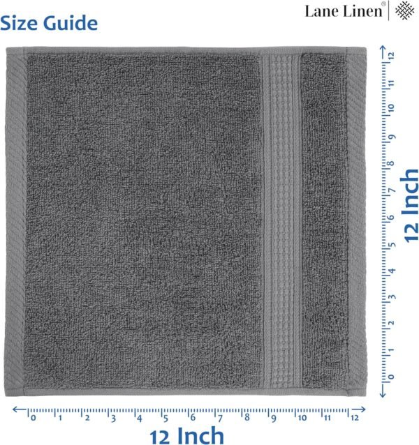 LANE LINEN Pack of 24 Washcloths Set - Spa & Salon Quality - 100% Mercerized Cotton Face Towels - Ring Spun, Very Soft & Absorbent Wash Cloths for Showering - Fingertip Towels - 13"x13", Space Grey