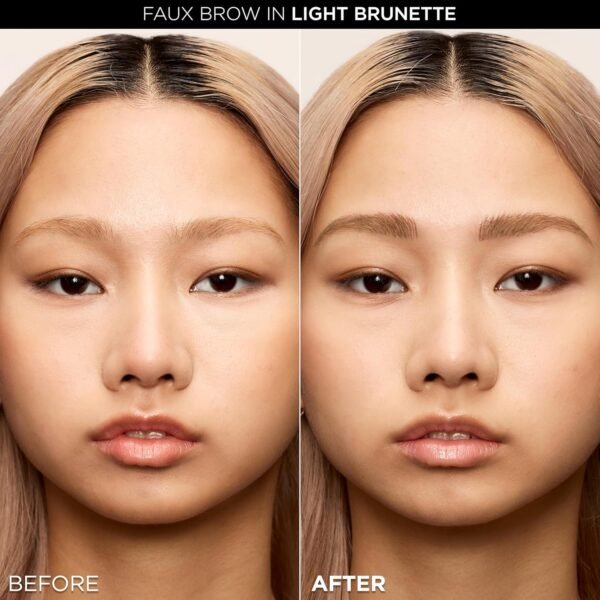 L'Oreal Paris Faux Brow, Hair-Like, Filling Eyebrow Pen with Double-Brush Tip, Fast & Precise Eyebrow Makeup, Light Brunette, 0.04 Fl Oz