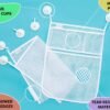 2 x Mesh Bath Toy Organizer + 8 Ultra Strong Hooks – The Perfect Bathtub Toy Holder & Bathroom or Shower Caddy – These Multi-use Net Bags Make Baby Bath Toy Storage Easy – For Kids & Toddlers