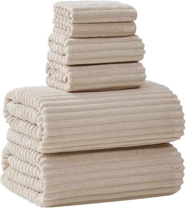 Extra Large Bath Towel Set of 6 (40"x80"),Oversized Bath Sheet Super Soft Highly Absorbent Microfibers Quick Dry Luxry Shower Towel for Bathroom Spa Gym Hotel Yoga(Beige, 6Piece)