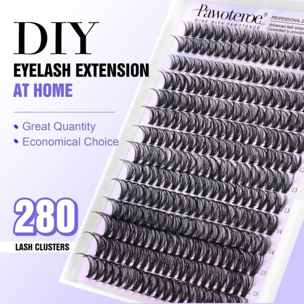 91PpePPEMEL._SL1500_.jpg Pawotence Lash Clusters 40D 280pcs Cluster Eyelash Extensions 9-16mm Mix Eyelash Clusters Lash Extension Individual Lashes for Self Application (40D, 0.07D, 9-16mm)