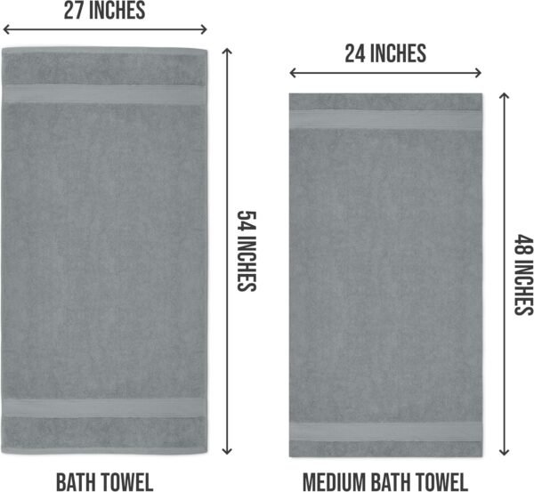 Utopia Towels 6 Pack Medium Bath Towel Set, 24 by 48 Inches, 500 GSM 100% Ring Spun Cotton, Lightweight and Highly Absorbent Quick Drying Premium Towels for Hotel, Spa and Bathroom, Cool Grey