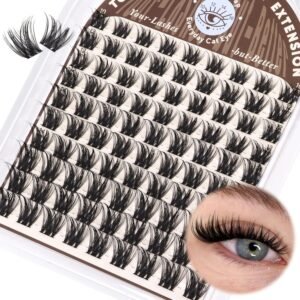 91QgIJycptL._SL1500_.jpg Wispy Lash Clusters Natural Cluster Eyelash Extensions D Curly Individual Lashes Volume False Eyelash Clusters 10-16mm Soft Lashes Clusters with Thin Band DIY Lash Extension at Home by TOOCHUNAG