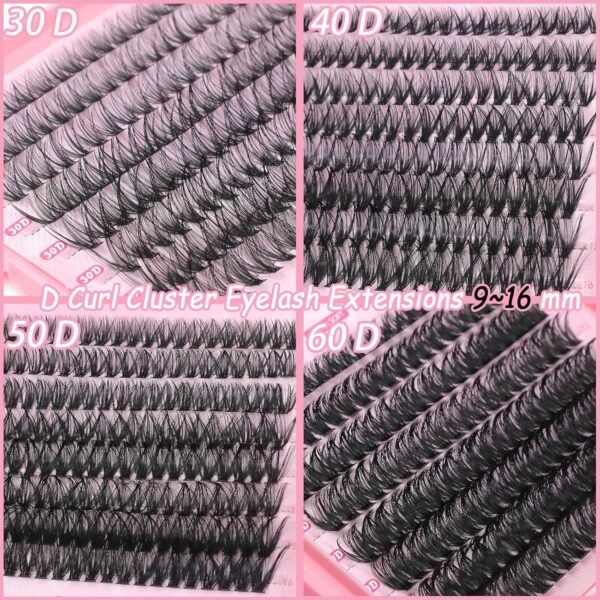 91SMAcM8ktL._SL1500_.jpg Lash Clusters Kit, 640 Pcs Eyelashes Clusters Extensions Kit 9-16mm Individual Lashes D Curl Flufffy Wispy False Eyelashes Thin Band, with Bond Seal Tweezers Brush DIY (30D+40D+50D+60D Kit 9-16mm)