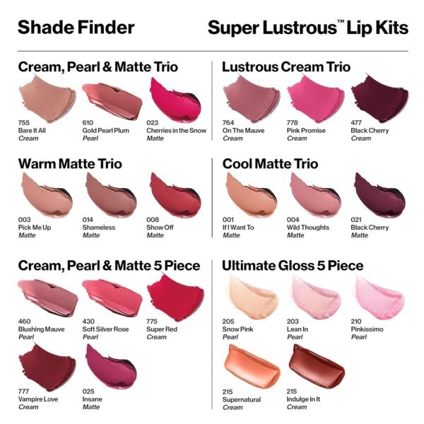 Revlon Super Lustrous The Gloss, 5 Piece Lipgloss Gift Set, Non-sticky High Shine Color in Cream & Pearl Finishes, Pack of 5, 0.75 Fl Oz