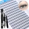 91UkD4P6rZL._SL1500_.jpg Natural Cluster Lashes Kit 168 Pcs Wispy Lash Extensions CC-Curly 9-11MM Mixed Lengths Eyelash Extension Individual Kit with Lashes Bond and Seal and Tweezers DIY at Home by Mavphnee