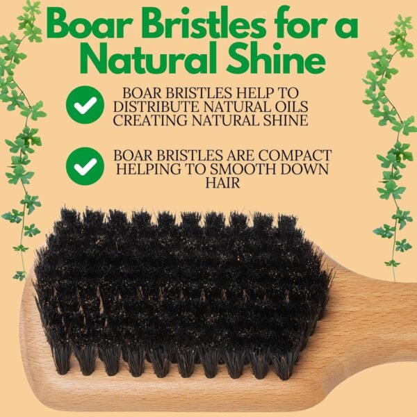91VX7toJhL._SL1500_.jpg GranNaturals Soft Boar Bristle Slick Back Hair Brush - Hairbrush for Smoothing, Fades, Beards, 360 Waves to Style, Polish, & Lay Down Hair to Create a Sleek Ponytail Bun Hairstyle for Women & Men