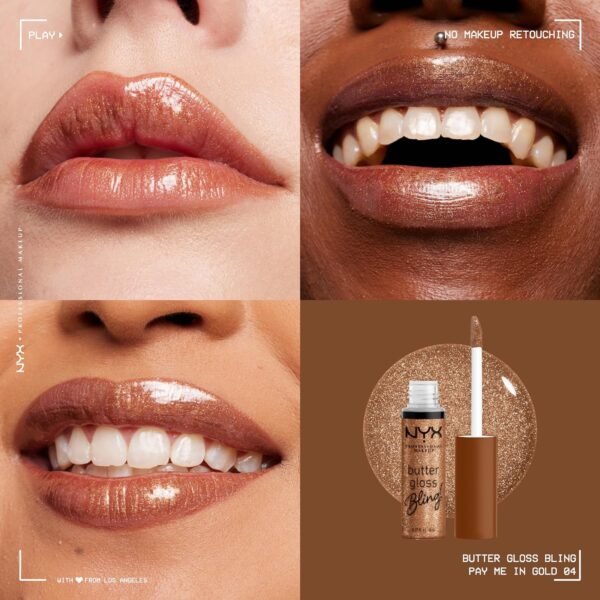 91VamHJNYvL._SL1500_.jpg NYX PROFESSIONAL MAKEUP Butter Gloss Bling Lip Gloss, Non Sticky and Shiny Vegan Lip Makeup - Shimmer Down