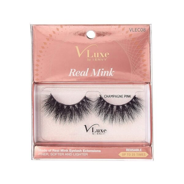 91WWGwb8DTL._SL1500_.jpg i•ENVY False Eyelashes Real Mink Lashes Dramatic Long Eyelashes (Champagne Pink)