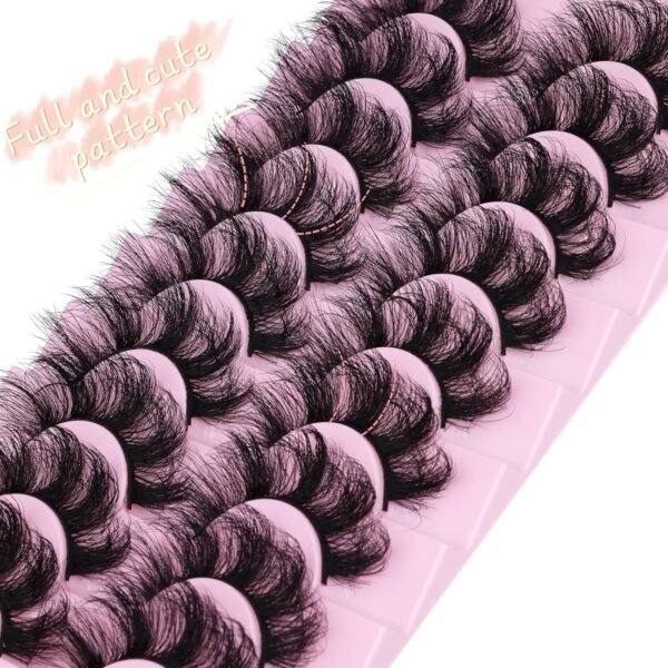 91WaQEO3fML._SL1500_.jpg Mink Lashes Fluffy 20 MM Thick D Curl False Eyelashes Dramatic Long Strip Lashes Pack 6D Curly Wispy Full Fake Eyelashes That Look Like Extension by Goddvenus