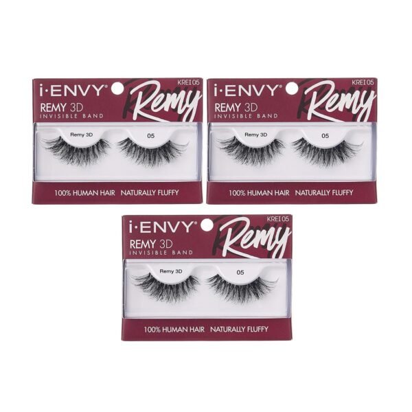 91WpzYmx0hL._SL1500_.jpg i-Envy Remy False Eyelashes 3D Collection, Invisible Band, 100% Human Hair Lashes (3 PACK)