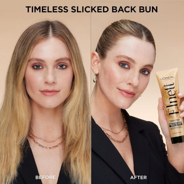 L'Oreal Paris Elnett Slick Back Styling Cream, Anti-Frizz Hair Cream for Flexible Hold, Frizz Control, Polished Shine and Slick Finish, 5.1 Fl Oz