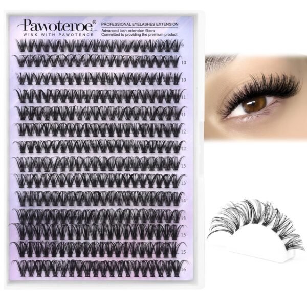 91XLs1BQbiL._SL1500_.jpg Pawotence Lash Clusters 40D 280pcs Cluster Eyelash Extensions 9-16mm Mix Eyelash Clusters Lash Extension Individual Lashes for Self Application (40D, 0.07D, 9-16mm)