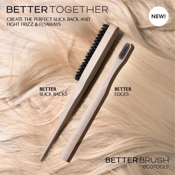 91YDkCUt54L._SL1500_.jpg EcoTools Slick Back Hairbrush, Small Brush For The Perfect Ponytail Or Bun, Tease, Smooth, & Style Hair, Tame Frizz & Flyaways, Renewable Bamboo Handle & Vegan Boar Bristles, Cruelty-Free, 1 Count