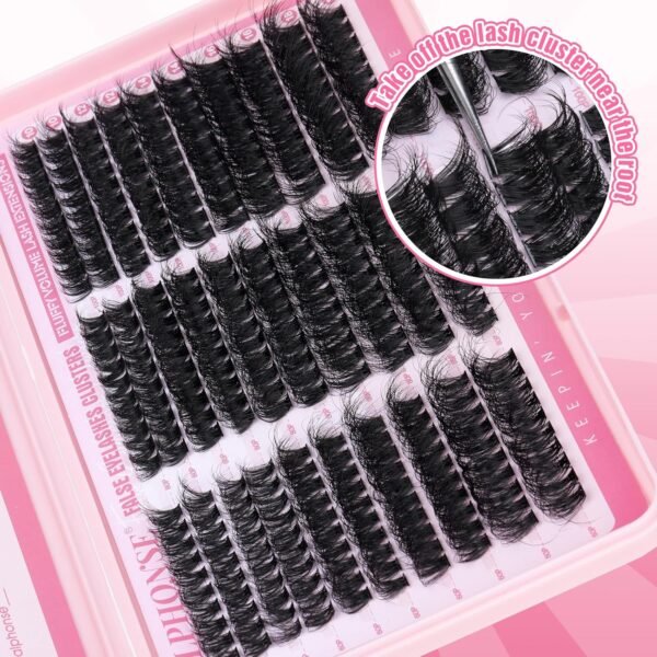 91YPgGmjZLL._SL1500_.jpg Fluffier Lash Clusters Thick Volume Lash Extension 10-18mm Cluster Eyelash Extensions DIY Individual Lashes Wispy at Home Pestañas Pelo a Pelo by ALPHONSE (60D+80D+100D, 300pcs)
