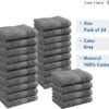 LANE LINEN Pack of 24 Washcloths Set - Spa & Salon Quality - 100% Mercerized Cotton Face Towels - Ring Spun, Very Soft & Absorbent Wash Cloths for Showering - Fingertip Towels - 13"x13", Space Grey