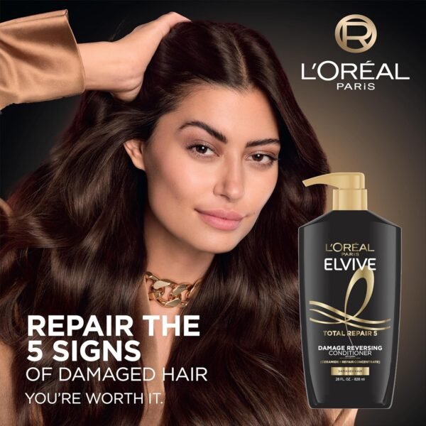 L'Oreal Paris Elvive Total Repair 5 Repairing Conditioner for Damaged Hair Conditioner with Protein and Ceramide for Strong Silky Shiny Healthy Renewed Hair 28 Fl Oz