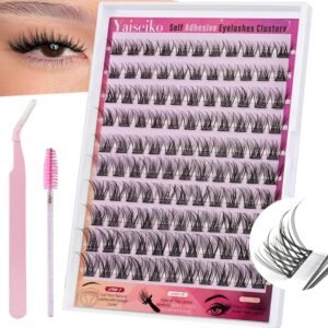 91b3Bio8x9L._SL1500_.jpg Self Adhesive Eyelashes Clusters Kit Lash Clusters DIY Eyelashes Pre Glued Lashes Extensions No Glue Needed lash Clusters D Curl Individual Lashes(A02,10-16mm,110Pcs)