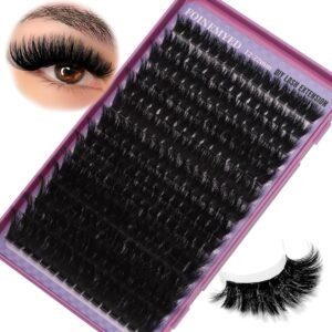 91bOOxFY4eL._SL1500_.jpg Fluffy Lash Clusters 200D Long Lash Clusters Thick Volume Lashes Clusters 12-22mm Eyelash Clusters D Curl Cluster DIY at Home Wispy Individual Lashes for Beginners Eyelash Extension by FOINEMYED