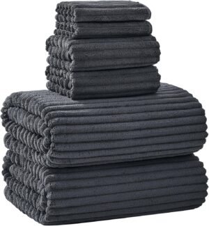 Extra Large Bath Towel Set of 6 (40"x80"),Oversized Bath Sheet Super Soft Highly Absorbent Microfibers Quick Dry Luxury Shower Towel for Bathroom Spa Gym Hotel Yoga (Charcoal Gray, 6Piece)