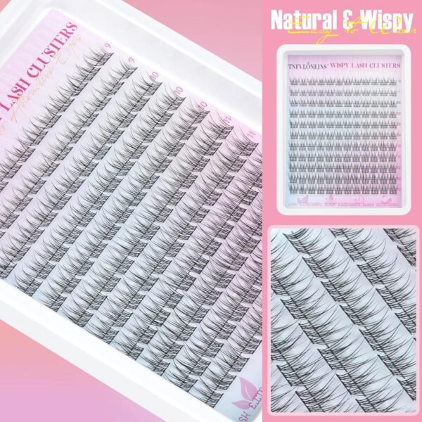 Wispy Lash Clusters Kit Natural Lash Extension Kit 9-12MM Cluster Eyelash Extensions Kit DIY Eyelash Extension Kit Individual Lashes Clusters Eyelash Extension with Lash Remover by TNFVLONEINS